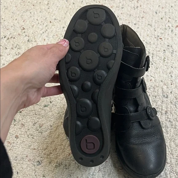 Bionica Black Leather Ankle Boots with Buckle Straps - Picture 3 of 4